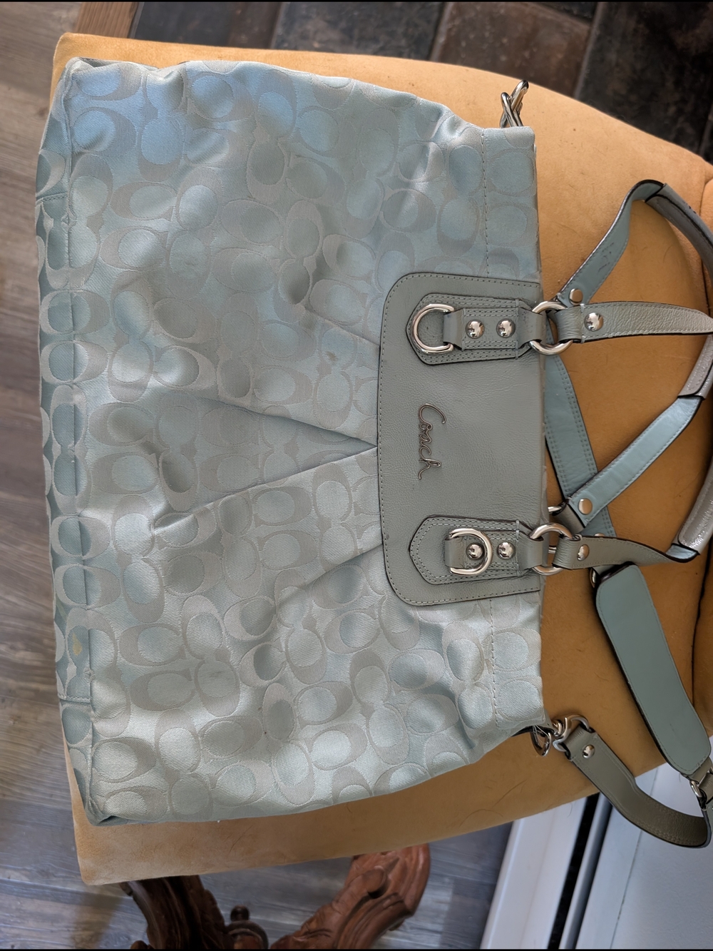 Coach Light Blue Signature Tote Bag